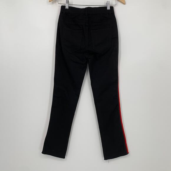 Pam & Gela Cropped Flare with Classic Stripe, Black Side Stripe Kick Flare Jeans - Picture 8 of 12
